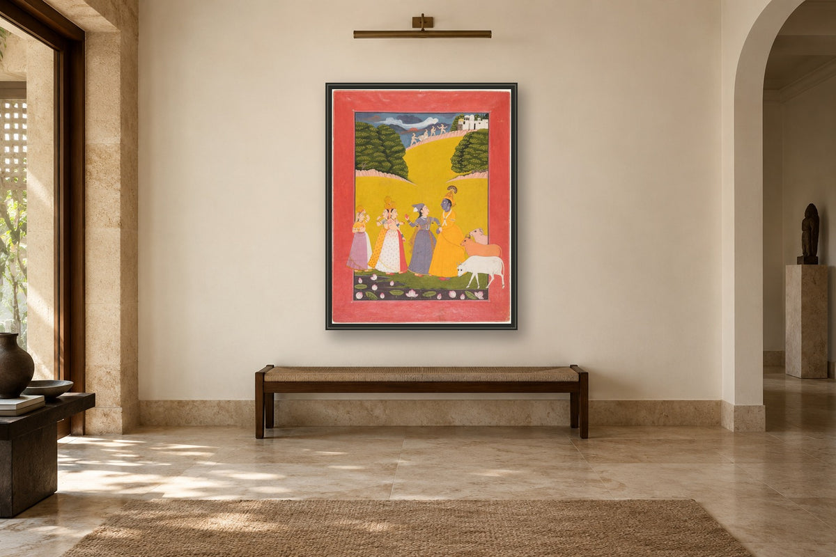 Krishna with Gopis in a Lotus Pond in a gallery room