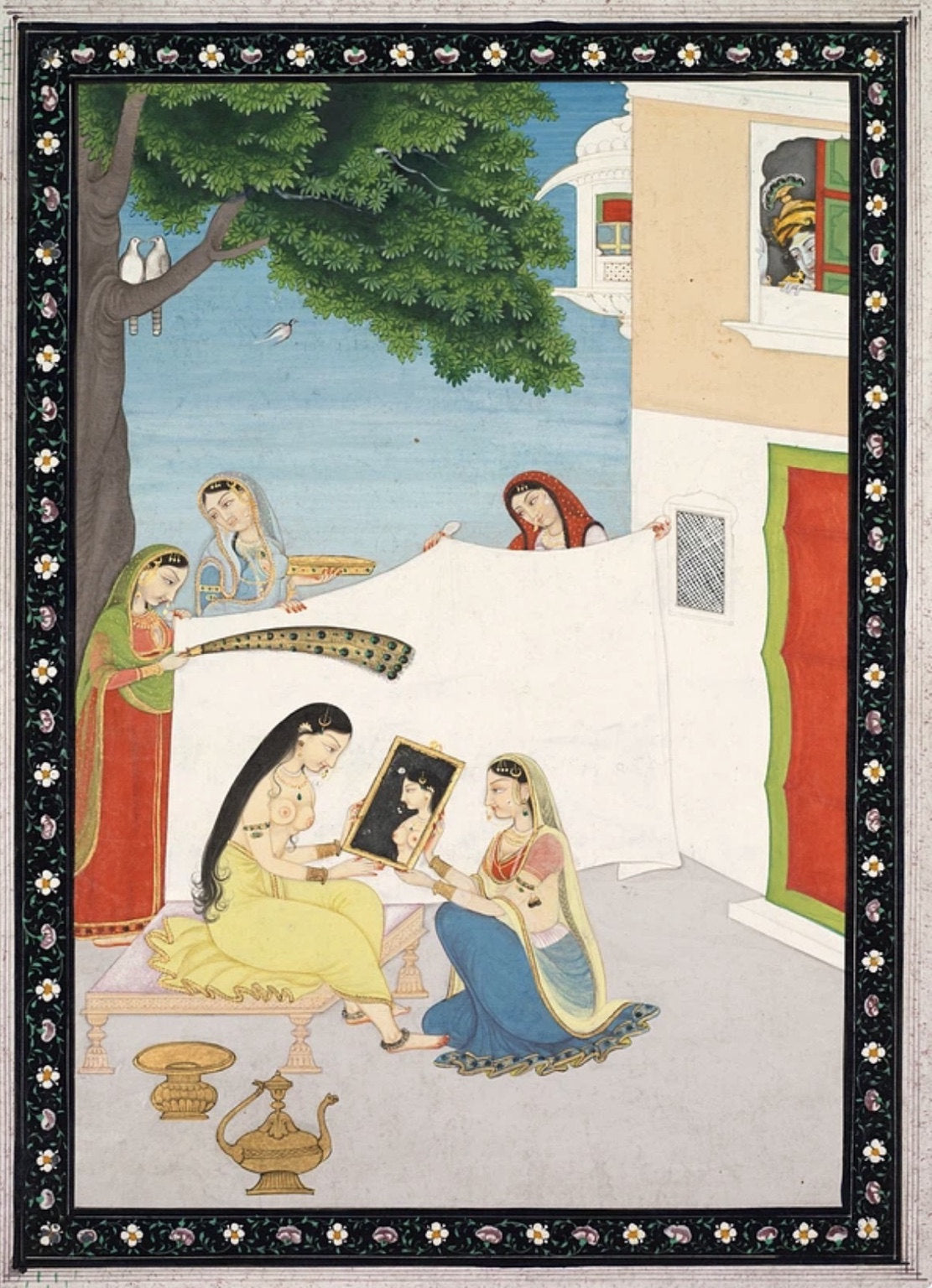 Krishna Watching a Lady at Her Mirror — original artwork