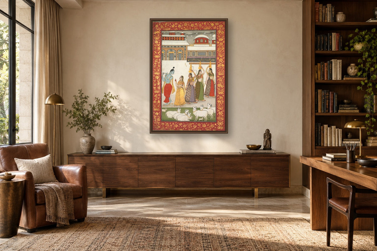 Krishna with Gopis in a study room