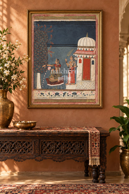 Lady Offering Flowers at a Shiva Shrine — entryway styling mockup