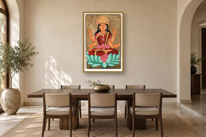 Laxmi Ji On Lotus Postcard styled in a premium dining room