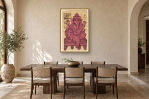 Magenta Ganesha Postcard styled in a premium dining room