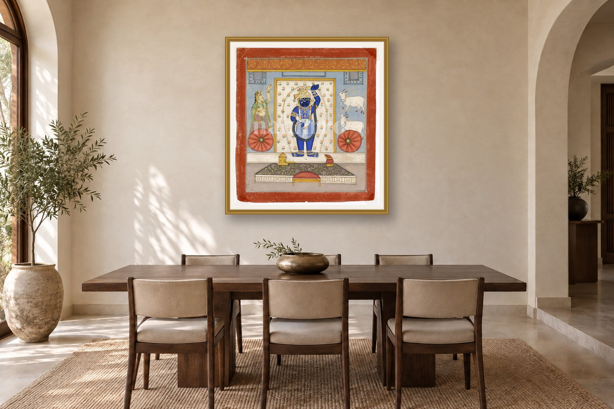 Mangla Shrinath Ji Darshan Pichwai styled in a premium dining room