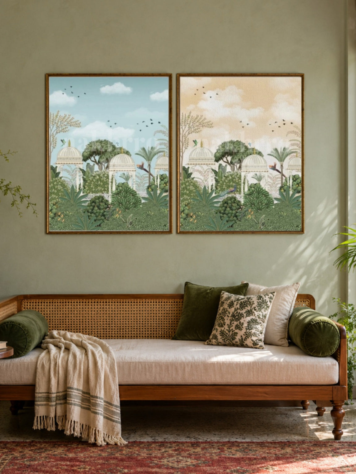 Mughal garden diptych gallery wall set of two