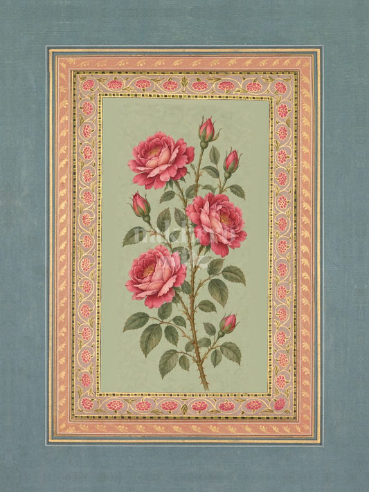 Gulab — Garden Rose Mughal-inspired floral art print