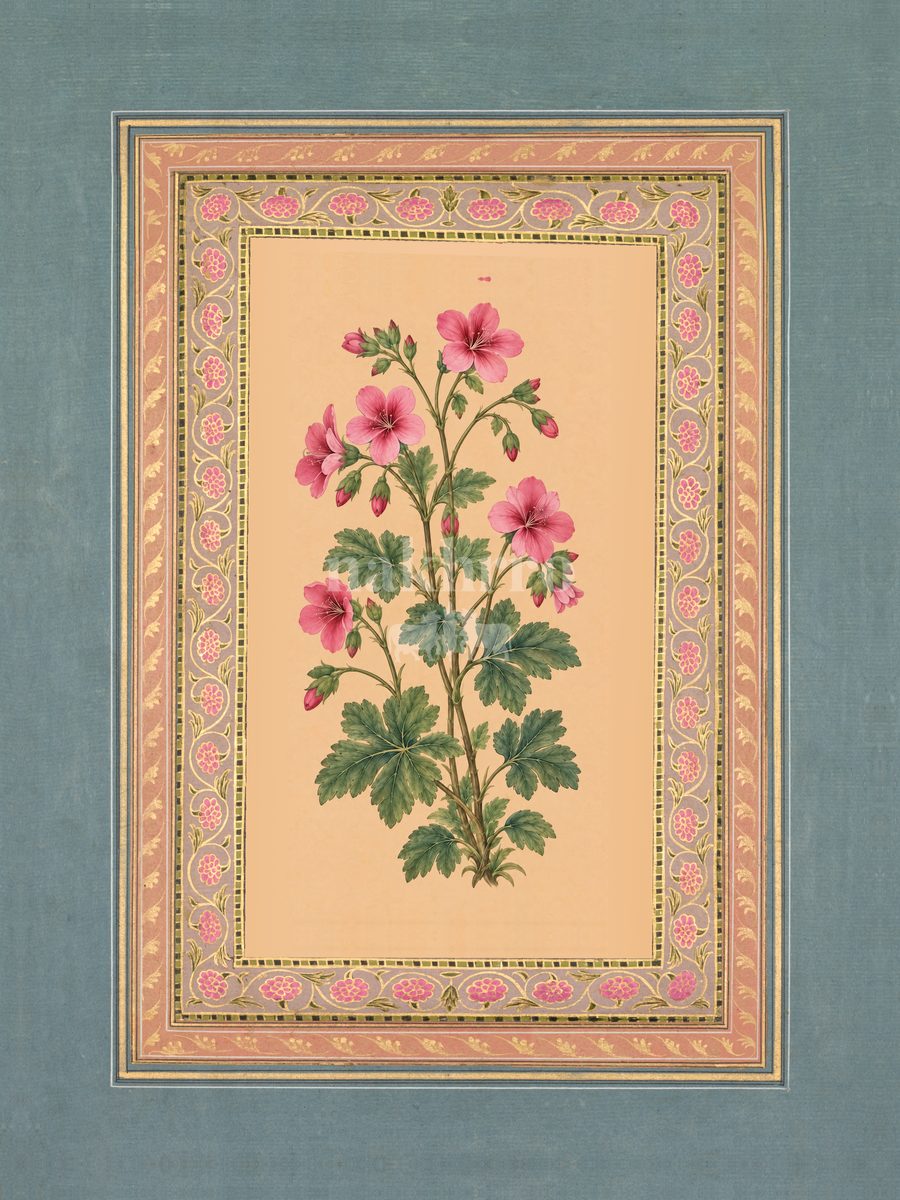 Gulabi Bahaar — Geranium Mughal-inspired floral art print