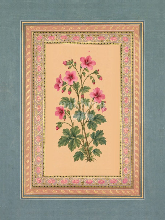 Gulabi Bahaar — Geranium Mughal-inspired floral art print