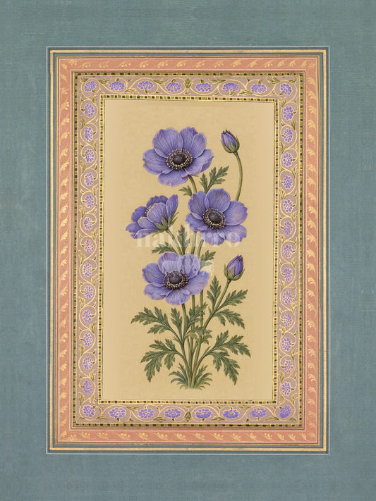 Jamuni — Violet Anemone Mughal-inspired floral art print