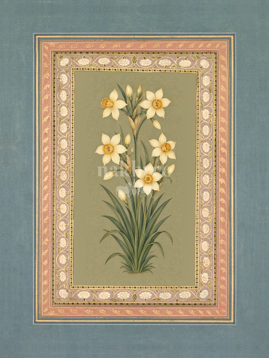 Nargis — Ivory Narcissus Mughal-inspired floral art print
