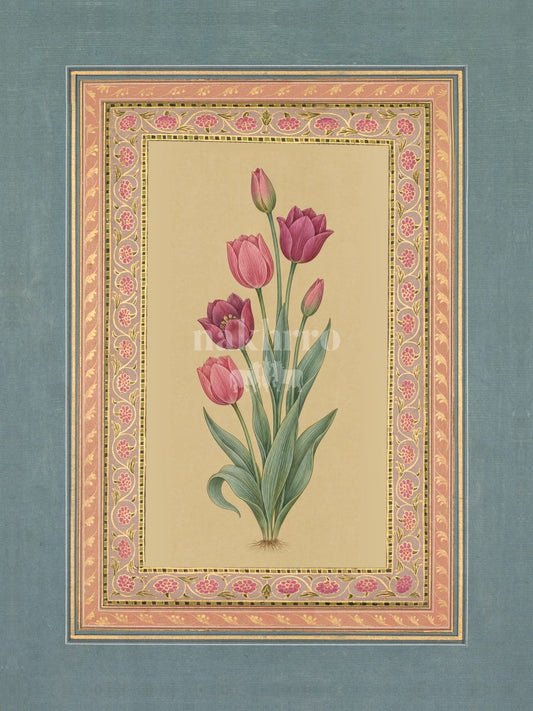 Gulabi Lala — Rose Tulip Mughal-inspired floral art print