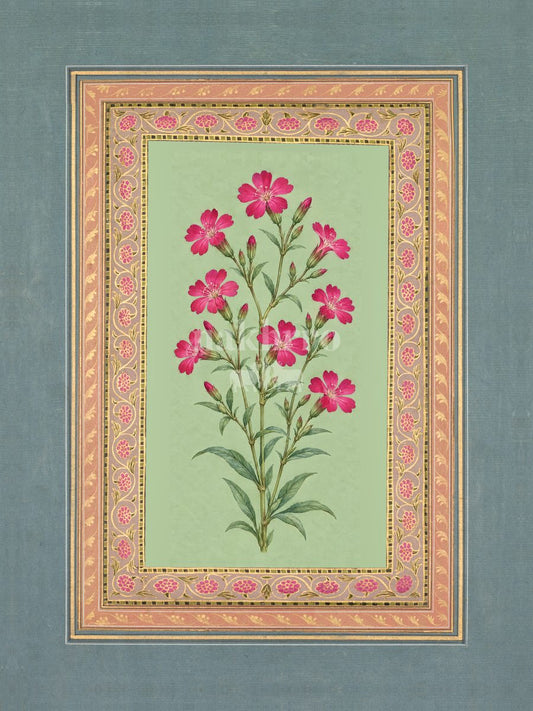 Gulabi Raunak — Rose Campion Mughal-inspired floral art print