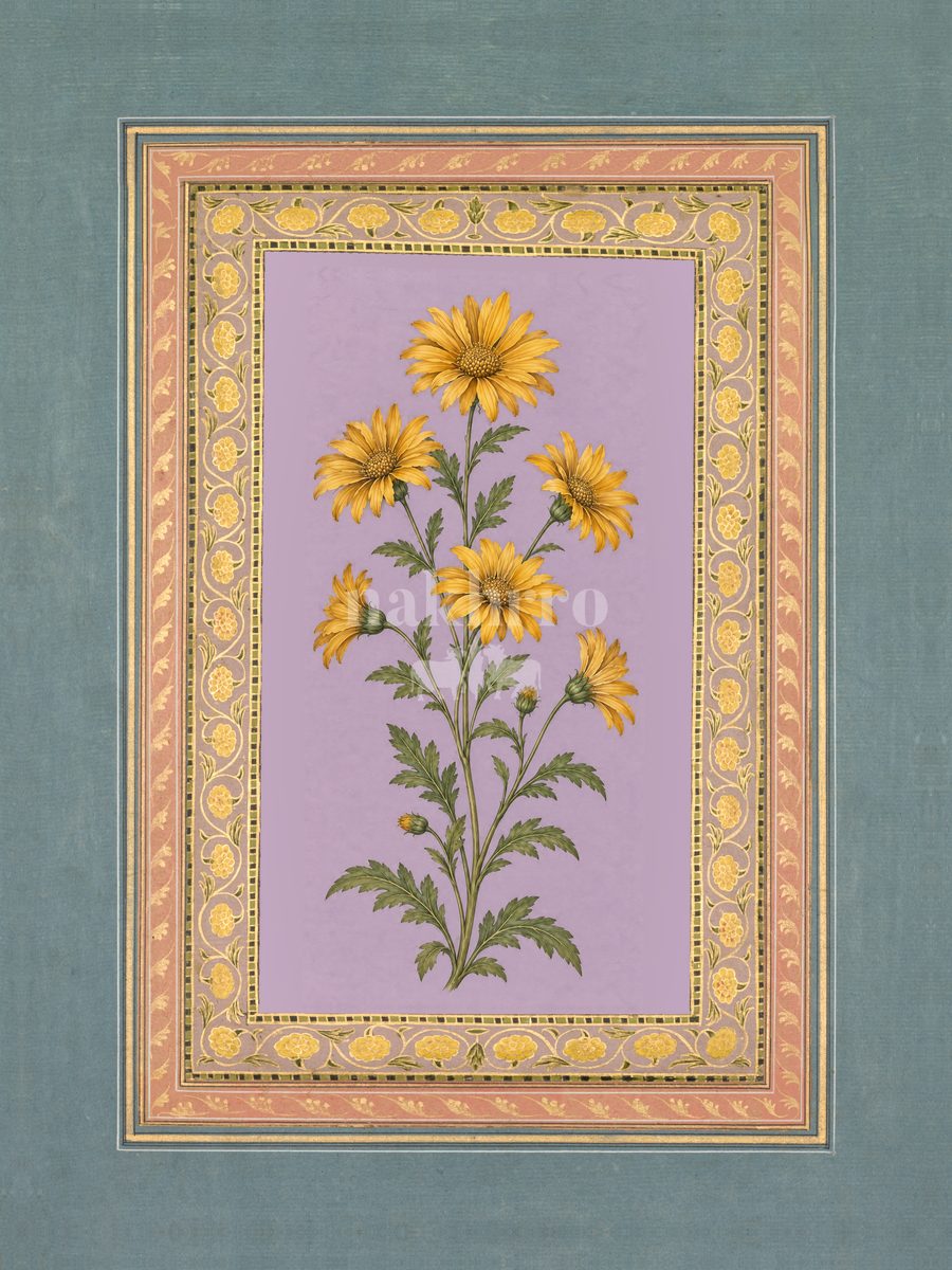 Sunehri Bahaar — Golden Daisy Mughal-inspired floral art print