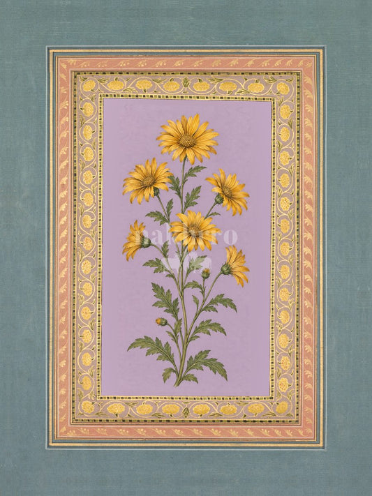 Sunehri Bahaar — Golden Daisy Mughal-inspired floral art print