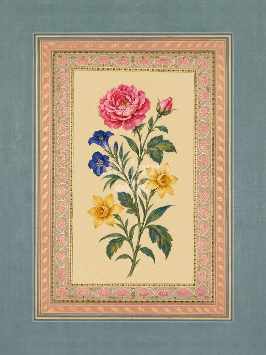 Gul Bahaar — Rosette and Trumpet Mughal-inspired floral art print