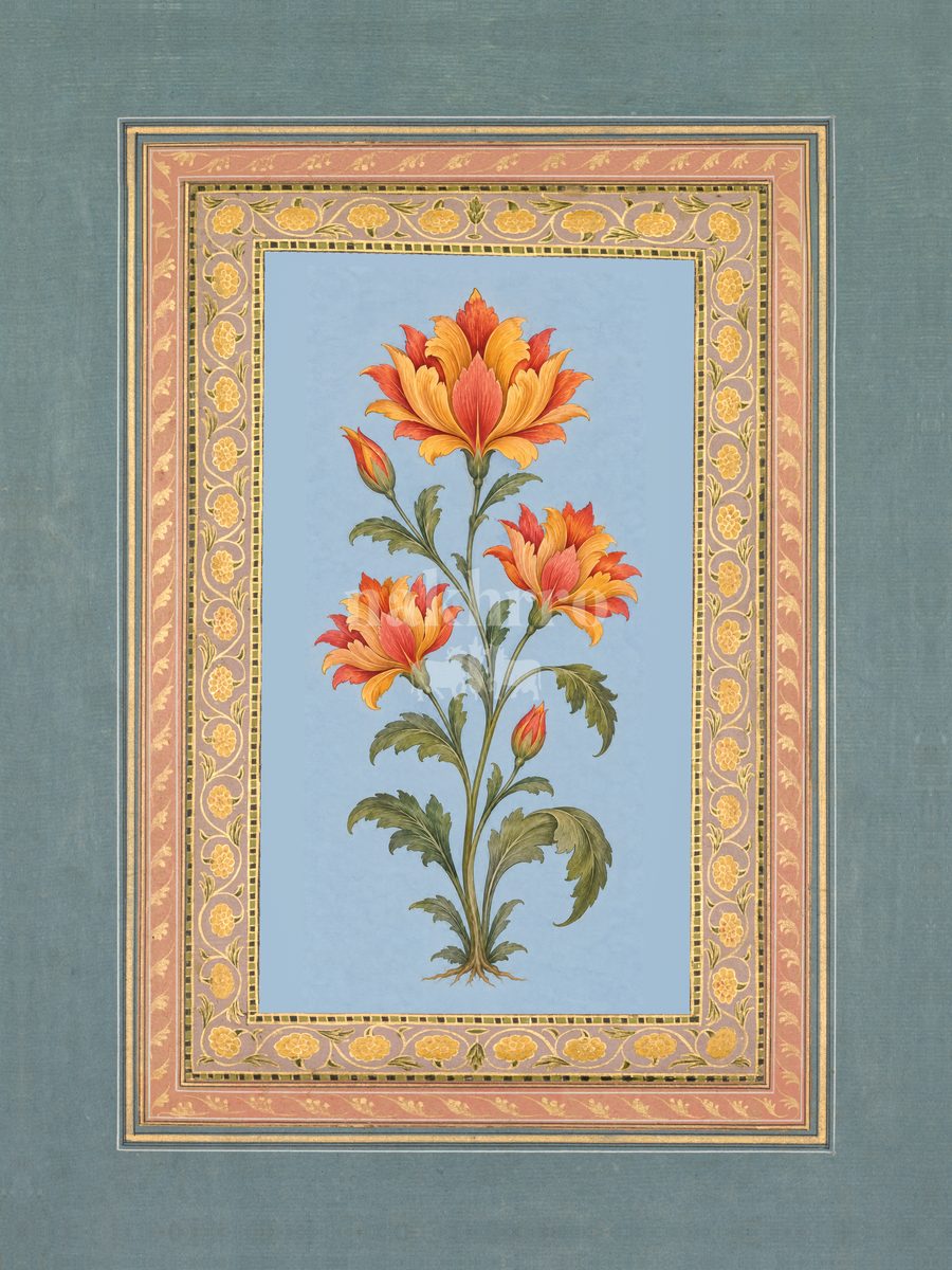 Rangrez — Palmette Flower Mughal-inspired floral art print
