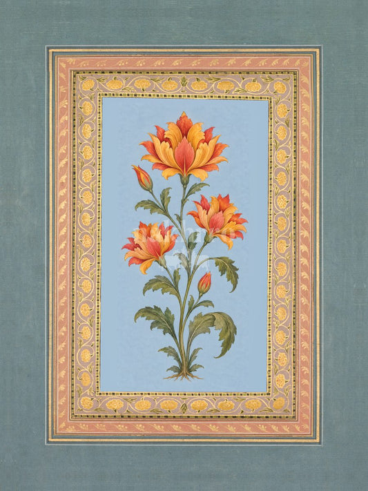 Rangrez — Palmette Flower Mughal-inspired floral art print