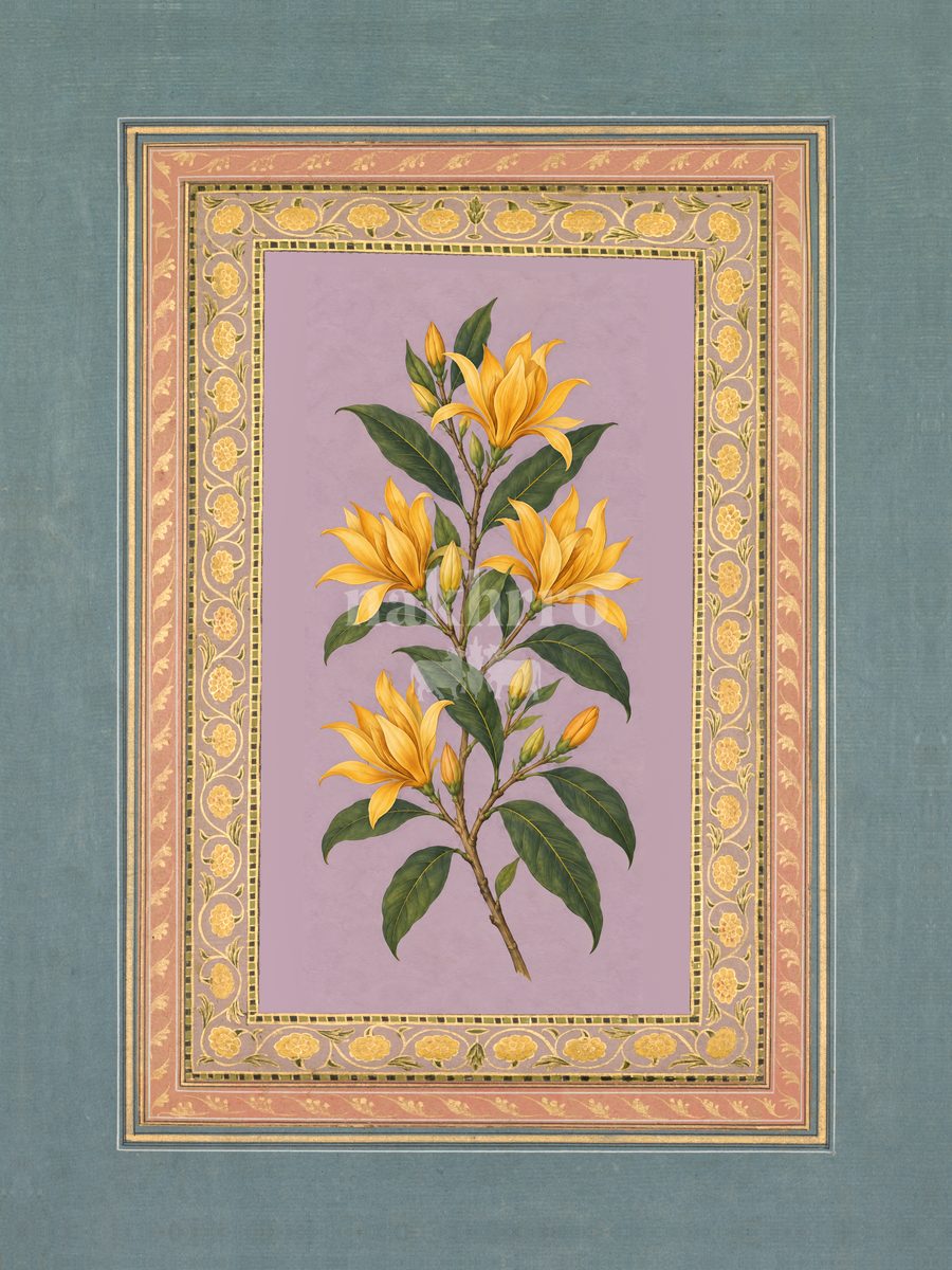 Sunehri Champa — Golden Champa Mughal-inspired floral art print