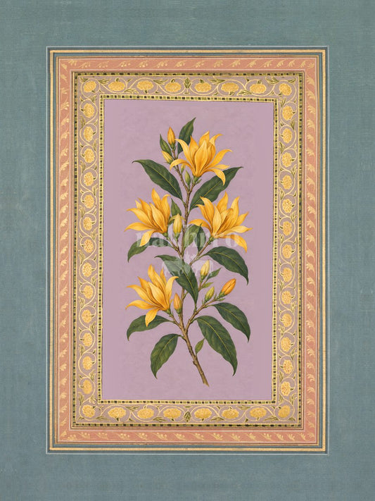 Sunehri Champa — Golden Champa Mughal-inspired floral art print