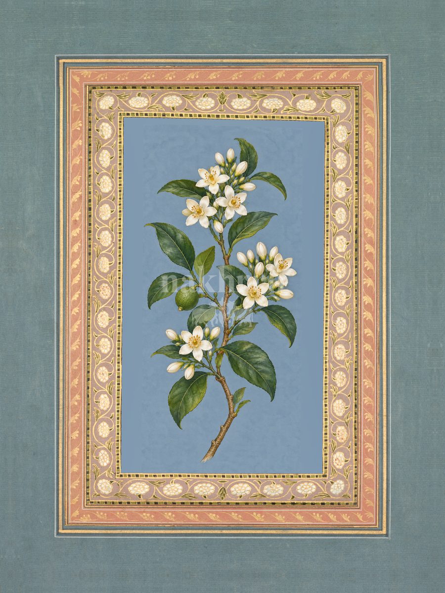 Narangi ke Phool — Orange Blossom Mughal-inspired floral art print