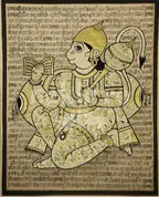 Hanuman Chalisa in Hanuman Sacred Text Portrait Art Print - Nakhrro