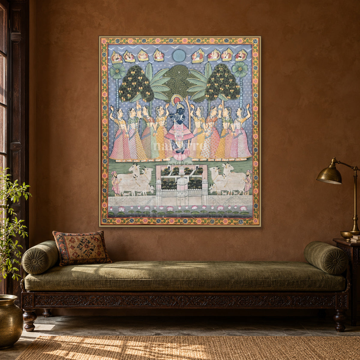 Krishna Raas beneath the Moon — Indian luxury interior styling, slim frame, room 2