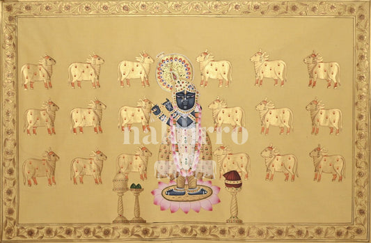 Golden Krishna with a Herd of Cows — original hand-painted artwork