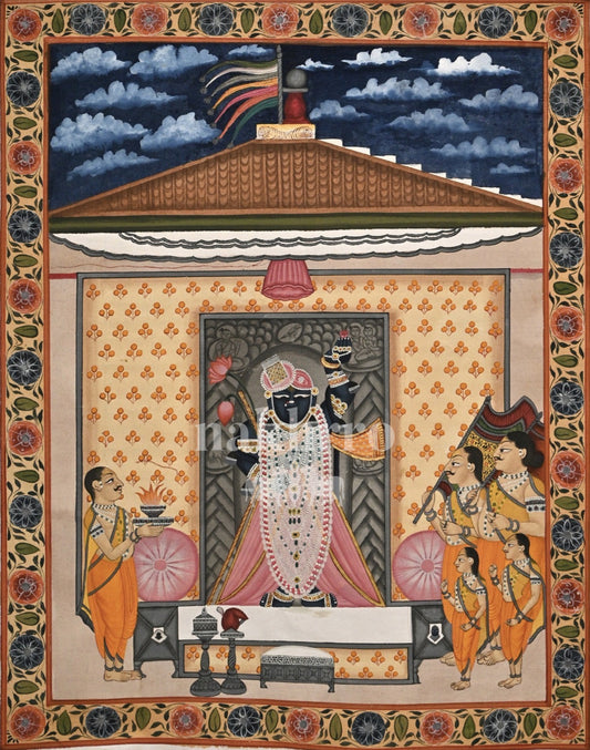 Shrinathji Aarti in the Temple — original hand-painted artwork
