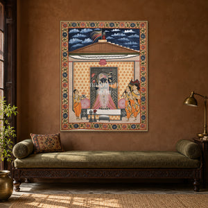 Shrinathji Aarti in the Temple — Indian luxury interior styling, slim frame, room 2