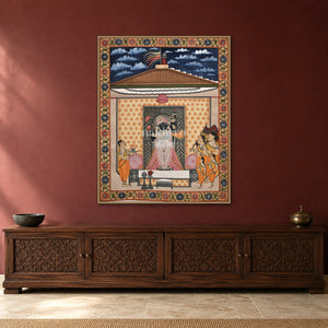Shrinathji Aarti in the Temple — Indian luxury interior styling, slim frame, room 3