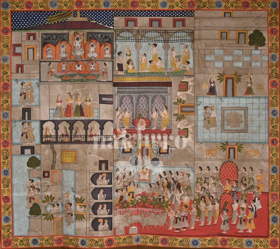 Nathdwara Temple Courtyard Scenes — original hand-painted artwork