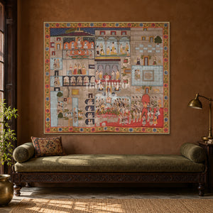 Nathdwara Temple Courtyard Scenes — Indian luxury interior styling, slim frame, room 2