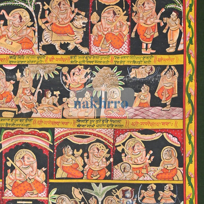 Illustrated Hanuman Chalisa – Original Hand-Painted Narrative Artwork on Cloth – right-side detail