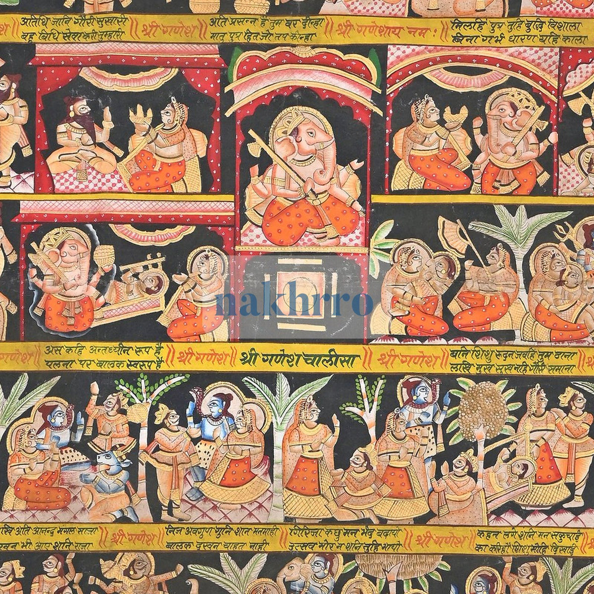 Illustrated Hanuman Chalisa – Original Hand-Painted Narrative Artwork on Cloth – central close-up