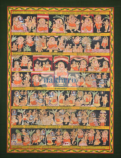 Illustrated Hanuman Chalisa – Original Hand-Painted Narrative Artwork on Cloth – full view