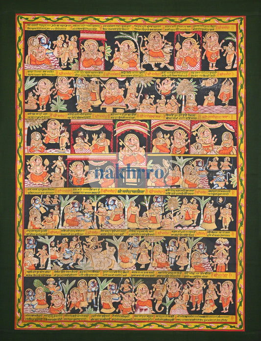 Illustrated Hanuman Chalisa – Original Hand-Painted Narrative Artwork on Cloth – full view
