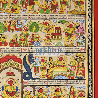 Devotional Narrative Pichwai with Illustrated Panels – Original Hand-Painted Artwork – right-side detail