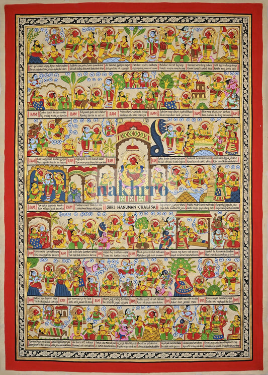 Devotional Narrative Pichwai with Illustrated Panels – Original Hand-Painted Artwork – full view
