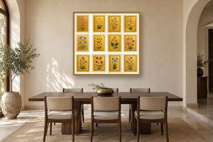 Mughal Flora gallery wall set styled in a premium dining room