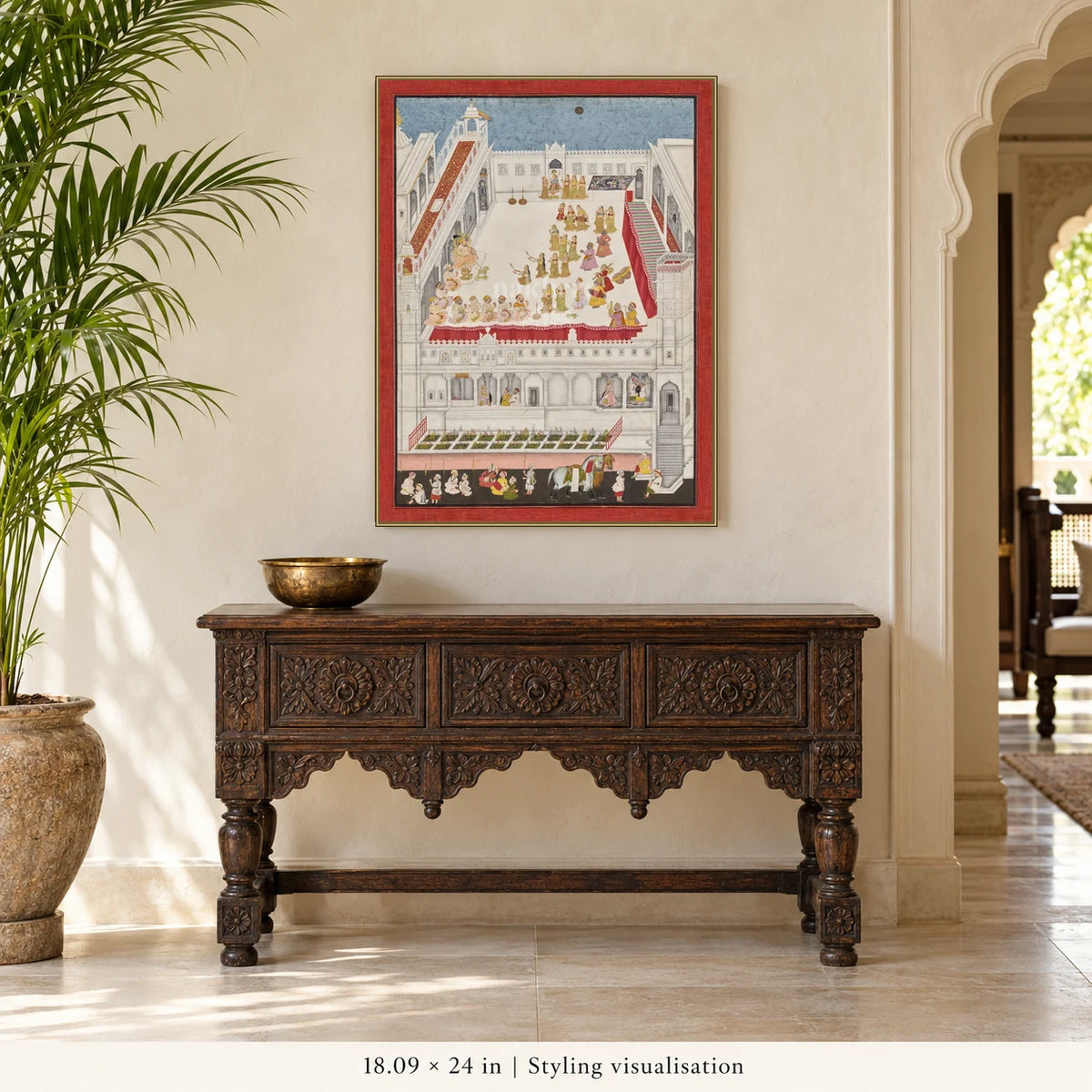 Palace Courtyard art print — entrance styling visualisation, 18.09 × 24 inches, with Nakhrro watermark