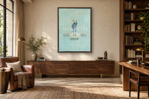 Powder Blue Geometric Pichwai in a study room