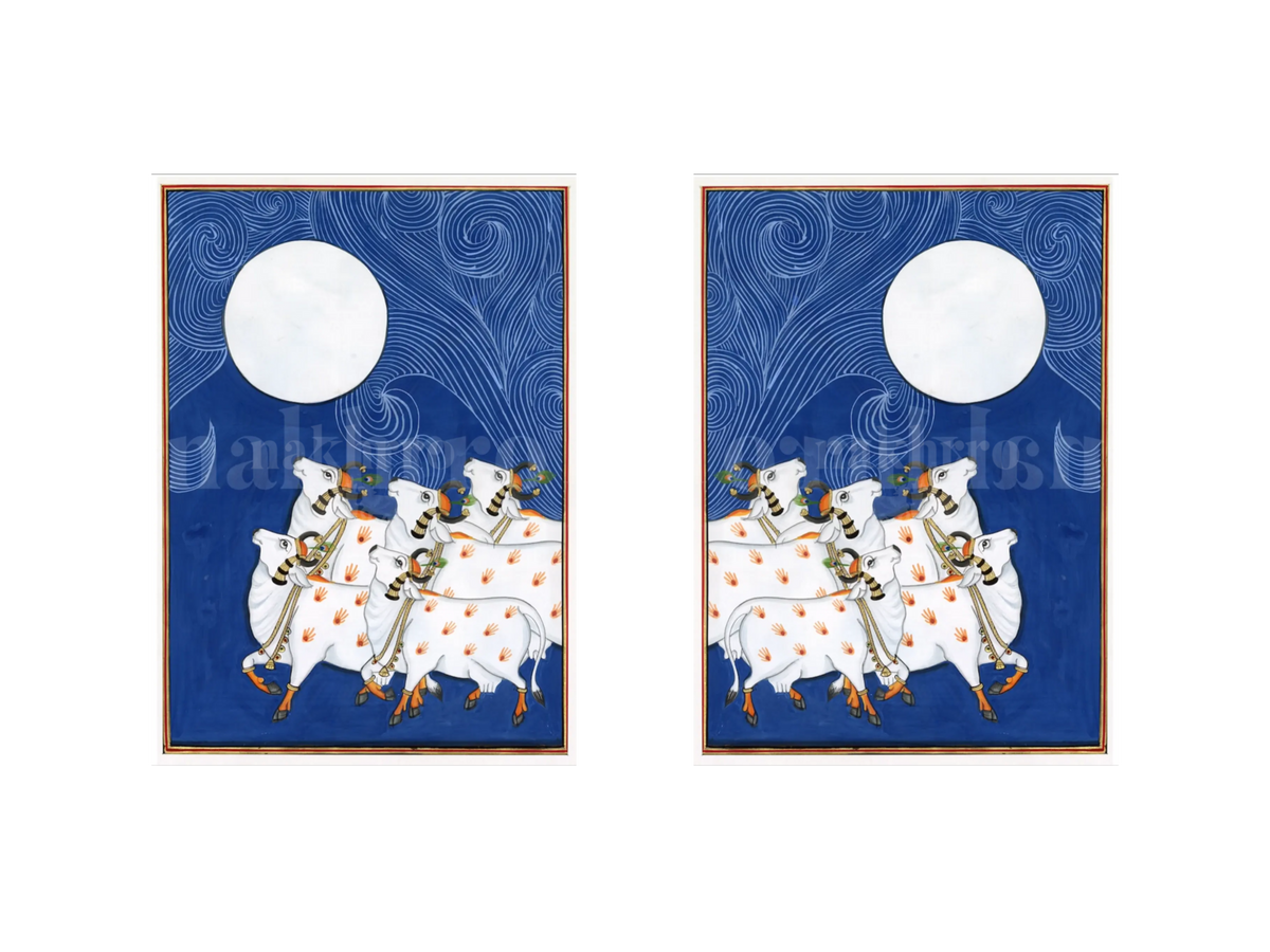 Full Moon Gopashtami Night gallery wall set of two