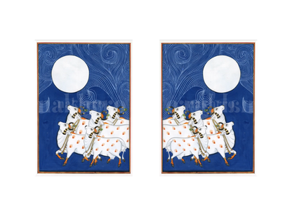 Full Moon Gopashtami Night gallery wall set of two