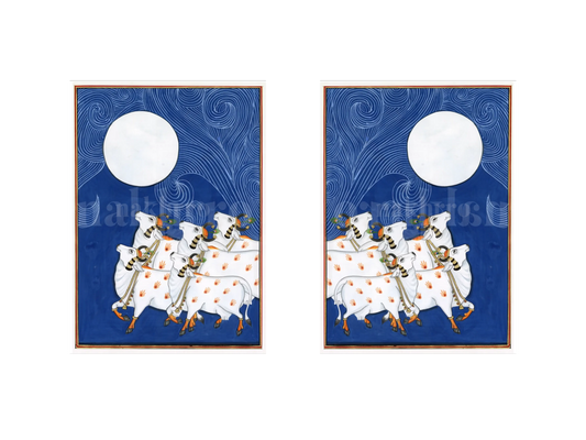 Full Moon Gopashtami Night gallery wall set of two