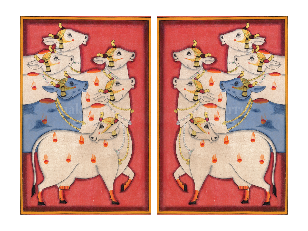 Red Cows Pichwai gallery wall set of two