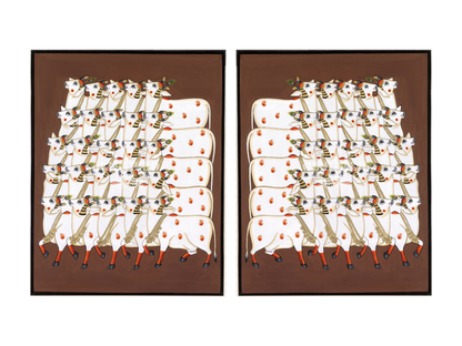Sacred Cow Procession Pichwai gallery wall set of two