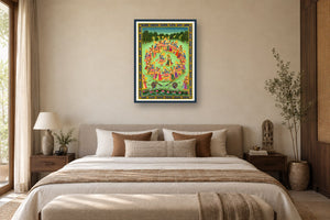 Raas Of Pichwai styled in a premium bedroom