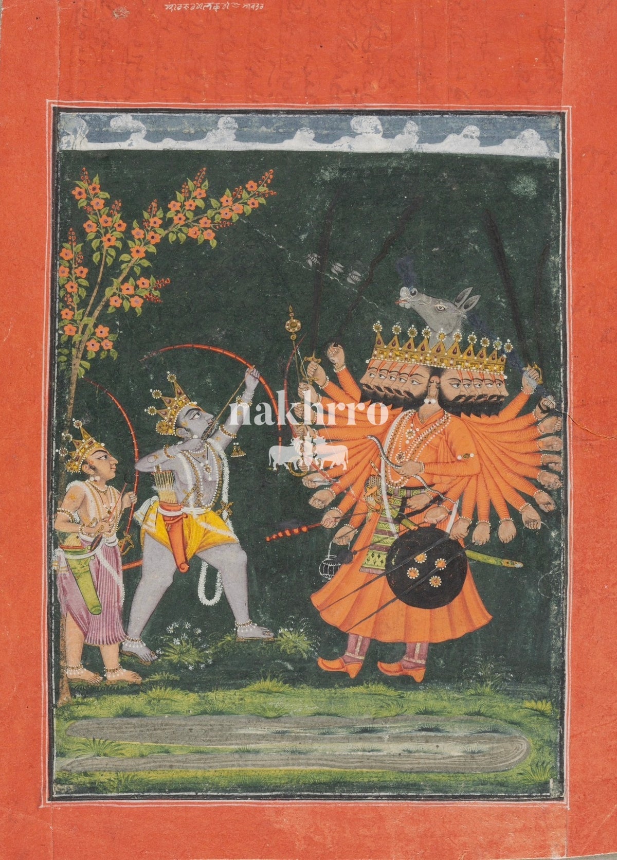 Rama and Ravana — The Confrontation — complete artwork with Nakhrro watermark