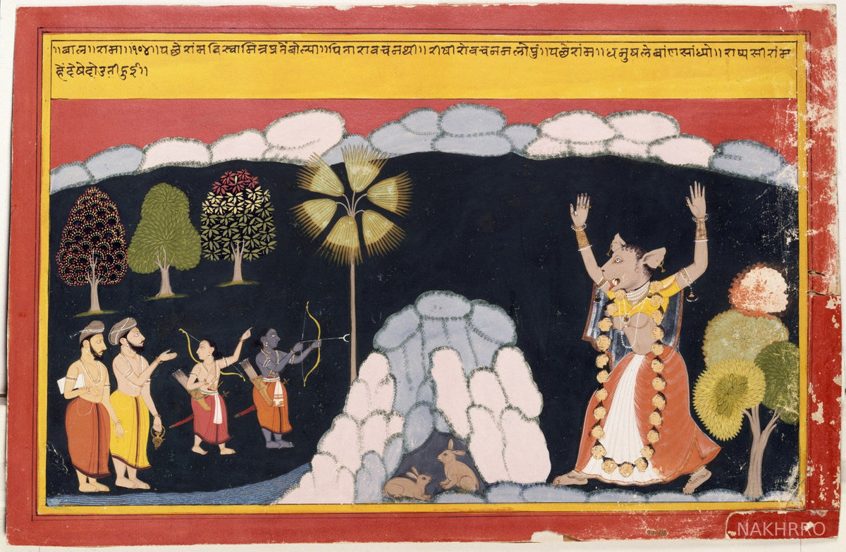 Rama confronts Maricha Ramayana miniature art print