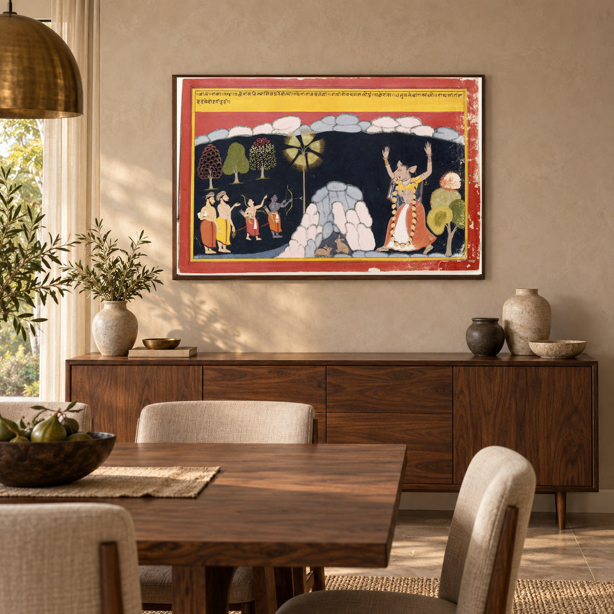 Rama Confronts Maricha museum-grade art print in a dining room