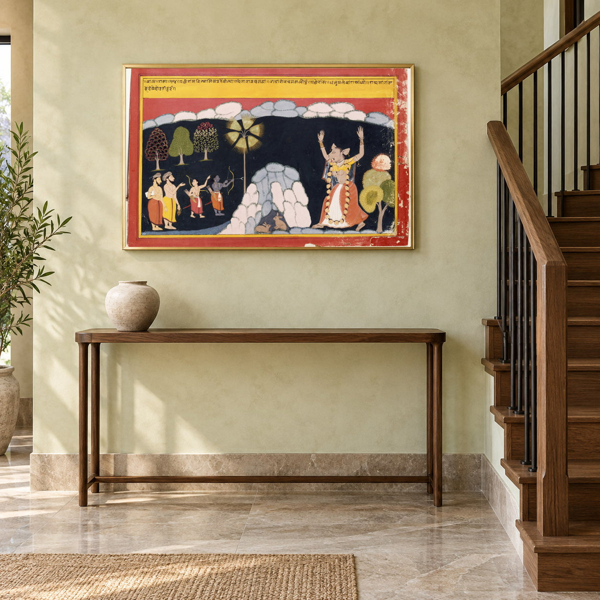 Rama Confronts Maricha museum-grade art print in a staircase